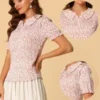 Allegra K Women's Peter Pan Collar Smocked Puff Short Sleeve Ruffle Floral Blouse 1 Allegra K Women's Peter Pan Collar Smocked Puff Short Sleeve Ruffle Floral Blouse -Dresses City Shop GUEST 00789df5 891f 4e88 87df 345e82f0695a
