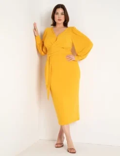 ELOQUII Women’s Plus Size Cross Front Midi Dress -Dresses City Shop GUEST 0334110d 1c72 49ac 8fea ad12172d3104