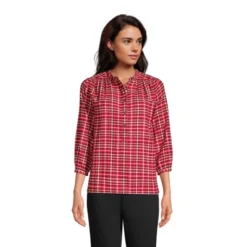 Lands' End Women's Flannel 3/4 Sleeve Smocked Shoulder Popover Shirt 7 Lands' End Women's Flannel 3/4 Sleeve Smocked Shoulder Popover Shirt -Dresses City Shop GUEST 05771317 1e87 444e ae24 bc84a1a4e213