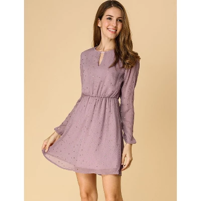 Allegra K Women's Choker V Neck Vintage Flared Gilding Metallic Shiny Star A-Line Dress 3 Allegra K Women's Choker V Neck Vintage Flared Gilding Metallic Shiny Star A-Line Dress