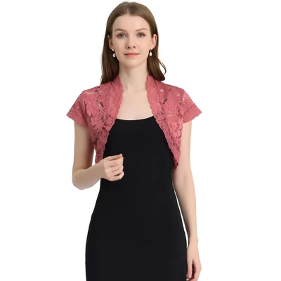 Allegra K Women's Elegant Short Sleeve Sheer Floral Lace Shrug Blouses 9 Allegra K Women's Elegant Short Sleeve Sheer Floral Lace Shrug Blouses - Image 7