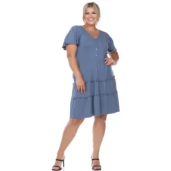 Plus Size Short Sleeve V-neck Tiered Midi Dress -Dresses City Shop GUEST 09aed1a0 ca3d 4163 805e 0859b421a62a