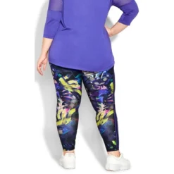 Women's Plus Size Print Detail Legging - Black | AVENUE LEISURE