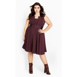 Women's Plus Size Vintage Veronica Dress - Bordeaux | CITY CHIC