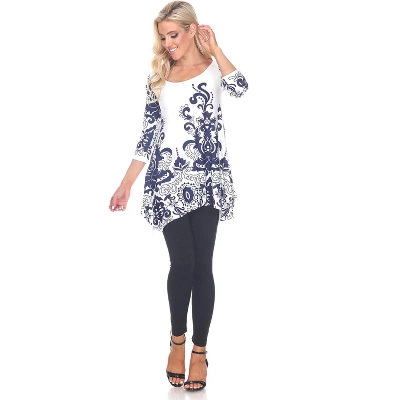 Women's Scoop Neck Printed Yanette Tunic Top - White Mark 5 Women's Scoop Neck Printed Yanette Tunic Top - White Mark - Image 3