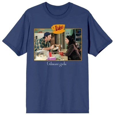 Gilmore Girls Luke And Lorelei In Luke's Cafe Screenshot Women's Navy Blue Graphic Short Sleeve Crew Neck Tee 7 Gilmore Girls Luke And Lorelei In Luke's Cafe Screenshot Women's Navy Blue Graphic Short Sleeve Crew Neck Tee - Image 5