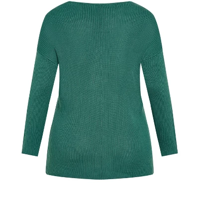 Women's Plus Size Primrose Sweater - Teal Green | AVENUE 6 Women's Plus Size Primrose Sweater - Teal Green | AVENUE - Image 4