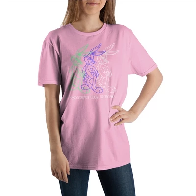 Looney Tunes Bugs Bunny Cartoon Character Mens Pink Graphic Tee 3 Looney Tunes Bugs Bunny Cartoon Character Mens Pink Graphic Tee
