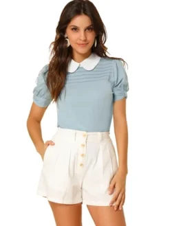 Allegra K Women's Vintage Peter Pan Collar Contrast Puff Short Sleeve Blouse 26 Allegra K Women's Vintage Peter Pan Collar Contrast Puff Short Sleeve Blouse -Dresses City Shop GUEST 11701c66 755f 48d8 b8f8 f68d1b64c2b6
