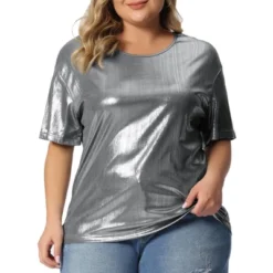Agnes Orinda Women's Plus Size Metallic Holographic Concert Carival Party Blouse 14 Agnes Orinda Women's Plus Size Metallic Holographic Concert Carival Party Blouse -Dresses City Shop GUEST 11e02091 2732 4e04 8be8 fa5134be4255