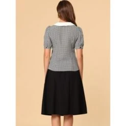 Allegra K Women's Plaid Puff Sleeve Blouse Contrast Collar Button Down Shirt Tops 11 Allegra K Women's Plaid Puff Sleeve Blouse Contrast Collar Button Down Shirt Tops -Dresses City Shop GUEST 139c34dd f4ad 4d52 adb1 23967803db88