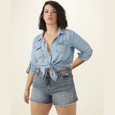 Molly & Isadora Women's Versitle Chambray Button-Up Shirt 3 Molly & Isadora Women's Versitle Chambray Button-Up Shirt