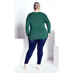 Women's Plus Size Primrose Sweater - Teal Green | AVENUE