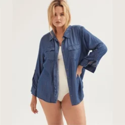 Molly & Isadora Women's Versitle Chambray Button-Up Shirt 14 Molly & Isadora Women's Versitle Chambray Button-Up Shirt -Dresses City Shop GUEST 16ee5d68 82ca 4a48 9d4a 6e6112cc3521