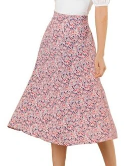Allegra K Women's Print Peasant Elastic Waist A-Line Midi Skirts -Dresses City Shop GUEST 18e305b6 1d3c 437e b785 3d27d2ac75a6