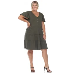 Plus Size Short Sleeve V-neck Tiered Midi Dress -Dresses City Shop GUEST 1932d6a2 513f 44fb a05b 8a6f0d569f04
