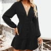 Women's Plunge Neck Button Loop Mini Dress - Cupshe -Dresses City Shop GUEST 19711bbb a988 4267 ac73 6f9ff7bd2494