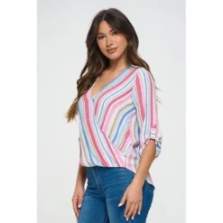 WEST K Women's Alexa Surplice Rolltab Blouse