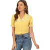 Allegra K Women's Sweet Peter Pan Contrast Collar Short Sleeves Button Up Blouse Tops 1 Allegra K Women's Sweet Peter Pan Contrast Collar Short Sleeves Button Up Blouse Tops -Dresses City Shop GUEST 1c26afbd 26e3 4fb6 bc65 f163a176a500