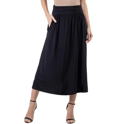 24seven Comfort Apparel Womens Foldover Maxi Skirt With Pockets 6 24seven Comfort Apparel Womens Foldover Maxi Skirt With Pockets - Image 4