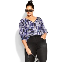 Women's Plus Size Sexy Fling Print Top - White | CITY CHIC
