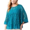 June + Vie By Roaman's Women’s Plus Size Boatneck Lace Top