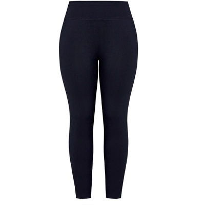 Women's Plus Size Pima High Rise Legging - Navy | AVENUE LEISURE 4 Women's Plus Size Pima High Rise Legging - Navy | AVENUE LEISURE - Image 2
