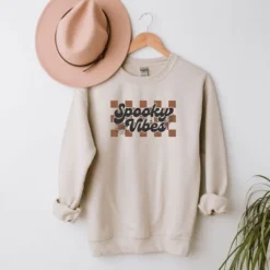 Simply Sage Market Women's Graphic Sweatshirt Checkered Spooky Vibes