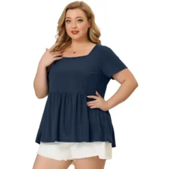 Agnes Orinda Women's Plus Size Ribbed Peplum Babydoll Short Sleeve Summer Blouses 13 Agnes Orinda Women's Plus Size Ribbed Peplum Babydoll Short Sleeve Summer Blouses -Dresses City Shop GUEST 225da94d 4dfe 4949 9697 68b8fb91d391