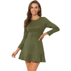 Allegra K Women's Faux Suede Crew Neck Long Sleeve Ruffled Hem Mini Dress 15 Allegra K Women's Faux Suede Crew Neck Long Sleeve Ruffled Hem Mini Dress -Dresses City Shop GUEST 2317fab1 9d3d 4947 b7f9 13397176b3c1