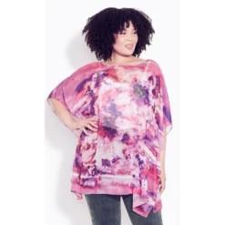 Women's Plus Size Watercolor Poncho - Purple Watercolor | AVENUE -Dresses City Shop GUEST 269487bf 1551 42d4 8ec5 a6a882eb855c