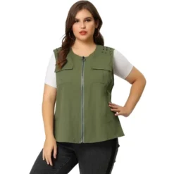 Agnes Orinda Women's Plus Size Anorak Jacket Zip Up Lightweight Sleeveless Utility Vest 10 Agnes Orinda Women's Plus Size Anorak Jacket Zip Up Lightweight Sleeveless Utility Vest -Dresses City Shop GUEST 293329a2 66aa 4d4d 83d2 8ec26222522a