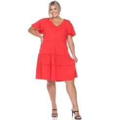 Plus Size Short Sleeve V-neck Tiered Midi Dress -Dresses City Shop GUEST 2a3dd620 68d0 407f 9b91 10369d5a62cf