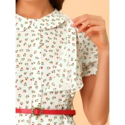 Allegra K Women's Peter Pan Collar Tie Neck Short Sleeves A-Line Elegant Belted Floral Dress 14 Allegra K Women's Peter Pan Collar Tie Neck Short Sleeves A-Line Elegant Belted Floral Dress -Dresses City Shop GUEST 2aa1ccd8 2eba 49aa 80b0 85971853d907