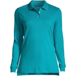 Lands' End School Uniform Women's Long Sleeve Interlock Polo Shirt -Dresses City Shop GUEST 2cf17850 5881 4baf 8248 d922098a509b