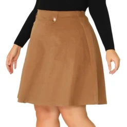 Agnes Orinda Women's Plus Size Corduroy Button Decor Elastic Waist A-Line Skirts -Dresses City Shop GUEST 2d07adec 1463 4dd9 b238 b3d48d76ff26