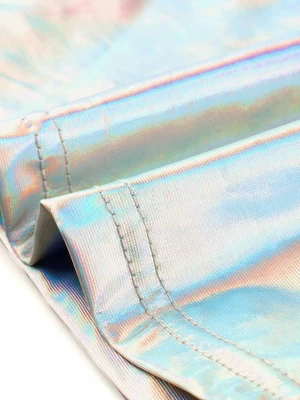 Allegra K Women's Party Short Sleeve Mock Neck Metallic Crop Top 5 Allegra K Women's Party Short Sleeve Mock Neck Metallic Crop Top - Image 3