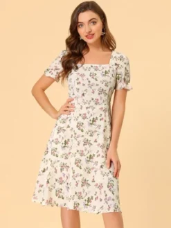 Allegra K Women's Floral Square Neck Midi Smocked A-line Dress 12 Allegra K Women's Floral Square Neck Midi Smocked A-line Dress -Dresses City Shop GUEST 304fde01 50ef 480a a2c4 e482a65ef3d2