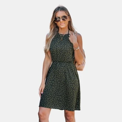 Women's Leopard Chiffon Mini Halter Dress - Cupshe 7 Women's Leopard Chiffon Mini Halter Dress - Cupshe - Image 5