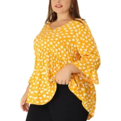 Agnes Orinda Women's Plus Size Fashion Outfits V Neck 3/4 Flounce Sleeve Babydoll Blouses -Dresses City Shop GUEST 326d25eb 3e11 447b a3cc 20a8616f9ae8