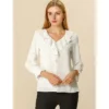 Allegra K Women's Office Work Ruffle V Long Sleeve Neck Chiffon Peasant Blouse 2 Allegra K Women's Office Work Ruffle V Long Sleeve Neck Chiffon Peasant Blouse -Dresses City Shop GUEST 3335c49c 8703 4693 8e5d 77ced827e52d