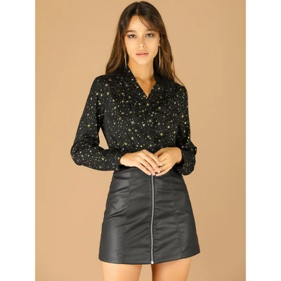 Allegra K Women's Metallic Vintage Long Sleeve Gilding Shiny Dots Stars Blouse Top 3 Allegra K Women's Metallic Vintage Long Sleeve Gilding Shiny Dots Stars Blouse Top