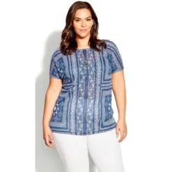 Women's Plus Size Tiarne Necklace Top - Navy | AVENUE 7 Women's Plus Size Tiarne Necklace Top - Navy | AVENUE -Dresses City Shop GUEST 34835434 7fd2 4700 b5e6 e3243be6d686