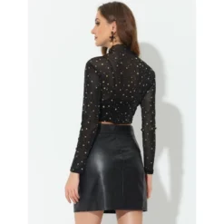 Allegra K Women's Mesh Crop Stars Mock Neck Party See Through Blouse 12 Allegra K Women's Mesh Crop Stars Mock Neck Party See Through Blouse -Dresses City Shop GUEST 34887337 79e2 4b61 82ce 2d6e248afaec