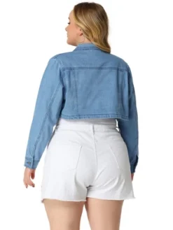 Agnes Orinda Women's Plus Size Classic Denim Long Sleeve Washed Jean Cropped Jacket 9 Agnes Orinda Women's Plus Size Classic Denim Long Sleeve Washed Jean Cropped Jacket -Dresses City Shop GUEST 35025ab3 4e6a 46d7 9e23 cbd9fa35de23