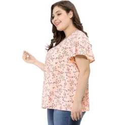 Agnes Orinda Women's Plus Size Keyhole Floral Chiffon Flared Sleeve Summer Trendy Peasant Tops -Dresses City Shop GUEST 3548a18f f153 4b9c bf51 9d0038772c94