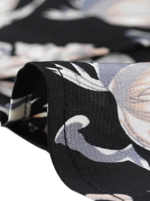 Allegra K Floral Blouse For Women's V Neck Button Up Long Sleeve Satin Blouses 6 Allegra K Floral Blouse For Women's V Neck Button Up Long Sleeve Satin Blouses - Image 4