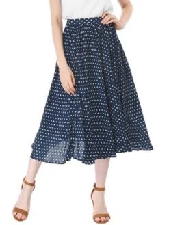Allegra K Women's Date Dinner Floral A-Line Elastic Waist Flare Swing Midi Skirt -Dresses City Shop GUEST 373eb4df 931e 4c15 8d81 f40bfc87a773