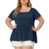 Agnes Orinda Women's Plus Size Ribbed Peplum Babydoll Short Sleeve Summer Blouses 1 Agnes Orinda Women's Plus Size Ribbed Peplum Babydoll Short Sleeve Summer Blouses -Dresses City Shop GUEST 395eec23 b3a6 4f4f a726 5c91b633241a