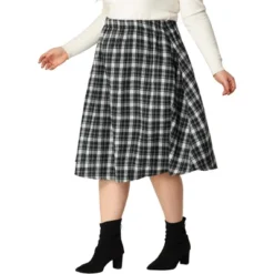 Agnes Orinda Women's Plus Size Velvet Plaid A-Line Elastic Waist Flare Skirts 15 Agnes Orinda Women's Plus Size Velvet Plaid A-Line Elastic Waist Flare Skirts -Dresses City Shop GUEST 3a30a1e7 5d3e 4e4e 8c3c fd96dd734053